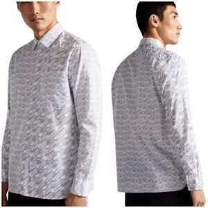 Ted Baker NWT Retrow Long Sleeve Multi Scale Geo Print Shirt Men's Size 7 (3XL)
